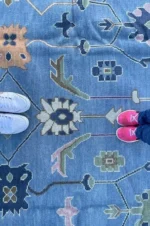 Oushak 8x10 Hand Knotted Rug Blue Contempory Hand Knotted Rug For Living Room Bedroom Hallway Area Room Decere Rug 8x10 9x12 10x14 12x15 - Image 7