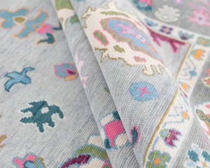 Lite Gray 9x12 Oushak Rug Abstrect Area Rug for nursery Room Oushak Rug Hand Knotted Floral Rug Abstrect Rug Contempory Rug Living Room Rugs