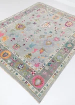 Lite Gray 9x12 Oushak Rug Abstrect Area Rug for nursery Room Oushak Rug Hand Knotted Floral Rug Abstrect Rug Contempory Rug Living Room Rugs - Image 3