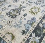Gray 8x10 Floral Oushak Rug Modern Area Rug / Fourmhouse Rug, Abstrect Rug Living Rug Made To Order Any Size 8x10, 9x12, 10x14, 12x15, 12x18