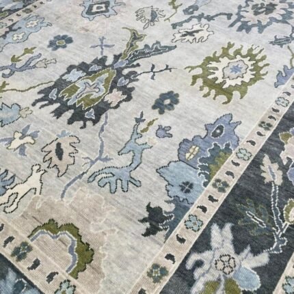Gray 8x10 Floral Oushak Rug Modern Area Rug / Fourmhouse Rug, Abstrect Rug Living Rug Made To Order Any Size 8x10, 9x12, 10x14, 12x15, 12x18