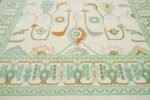 Cream And Green Oushak Rug, Modern Turkish Rug Green Accent, Contempory Hand Knotted Rug 8x10 White Bedroom Rug, Dinning Table Rug - Image 5