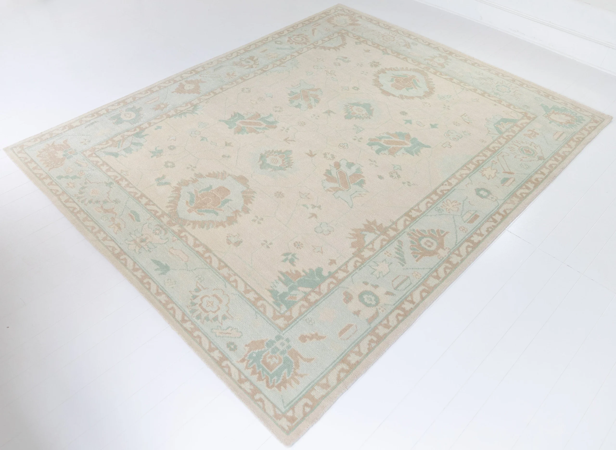 Beige Oushak Rug, Traditional Handmade Area Rug, Turkish Oriental Carpet, Neutral Color RugMade To Order Any Size Modern Boho Rugs 8x10