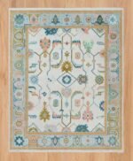 Cream Area Rug, Blue-Green Modern Oushak Rug, Muted Turkish Rug, Handknotted Rug For Nursery & Handwoven Carpet, Neutral Area Rug - Image 5