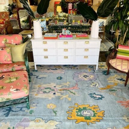 Blue 9x12 Large oushak rug, oriental area rug, traditional carpet neutral tones Turkish Rug Hand knotted Rug For Nursery & Handwoven Carpet,