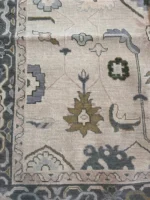 Steel Grey And Beige Oushak Rugs 9x12 hand knotted wool Rug | Turkish Blue Oushak | Living Room traditional rug Living Room Rug Bedroom Rug - Image 4