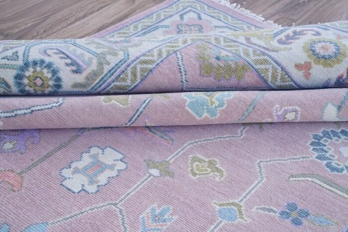 Soft Pink Contempary 8x10 Area Rug Floral Hand Knotted Rug Soft Wool Rug Handmade Rug Living Room Rug Bedroom Rug Hallway Rug Dinning Rugs - Image 4