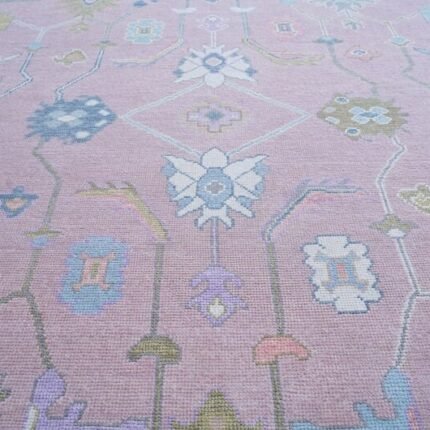 Soft Pink Contempary 8x10 Area Rug Floral Hand Knotted Rug Soft Wool Rug Handmade Rug Living Room Rug Bedroom Rug Hallway Rug Dinning Rugs