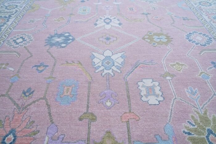 Soft Pink Contempary 8x10 Area Rug Floral Hand Knotted Rug Soft Wool Rug Handmade Rug Living Room Rug Bedroom Rug Hallway Rug Dinning Rugs