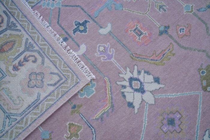 Soft Pink Contempary 8x10 Area Rug Floral Hand Knotted Rug Soft Wool Rug Handmade Rug Living Room Rug Bedroom Rug Hallway Rug Dinning Rugs - Image 5