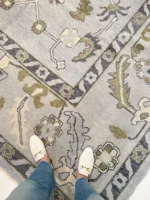 Gray Large Area Rug 10x14 Turkish Oushak Rug Contempory Rug Floal Rug Abstrect Rug Made To Order Rug For Living Room Bedroom Hallway Rug - Image 5