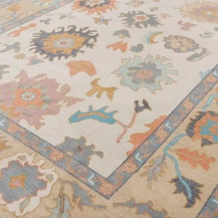 Cream And Brown Contempory 8x10 Oushak Rug For Living Room Area Rug 9x12 Hallway Rug For Bedroom Abstrect Rug, Area Rug, Contempory Rug,