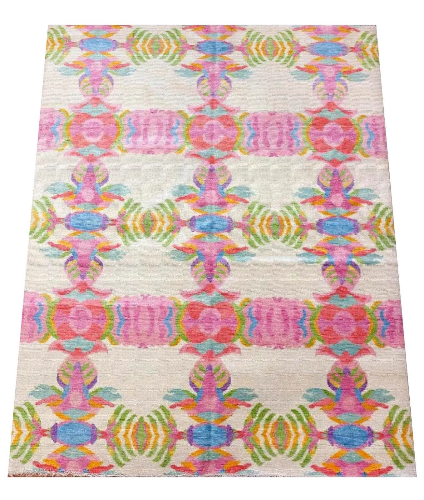 White Colorfull 8X10 Area Rug Bright Oushak Rug Modern Rug 8x10,9x12,10x14 Contepory Hand Knotted Rug Colorful Cotton Rug, Geometric Rugs - Image 7