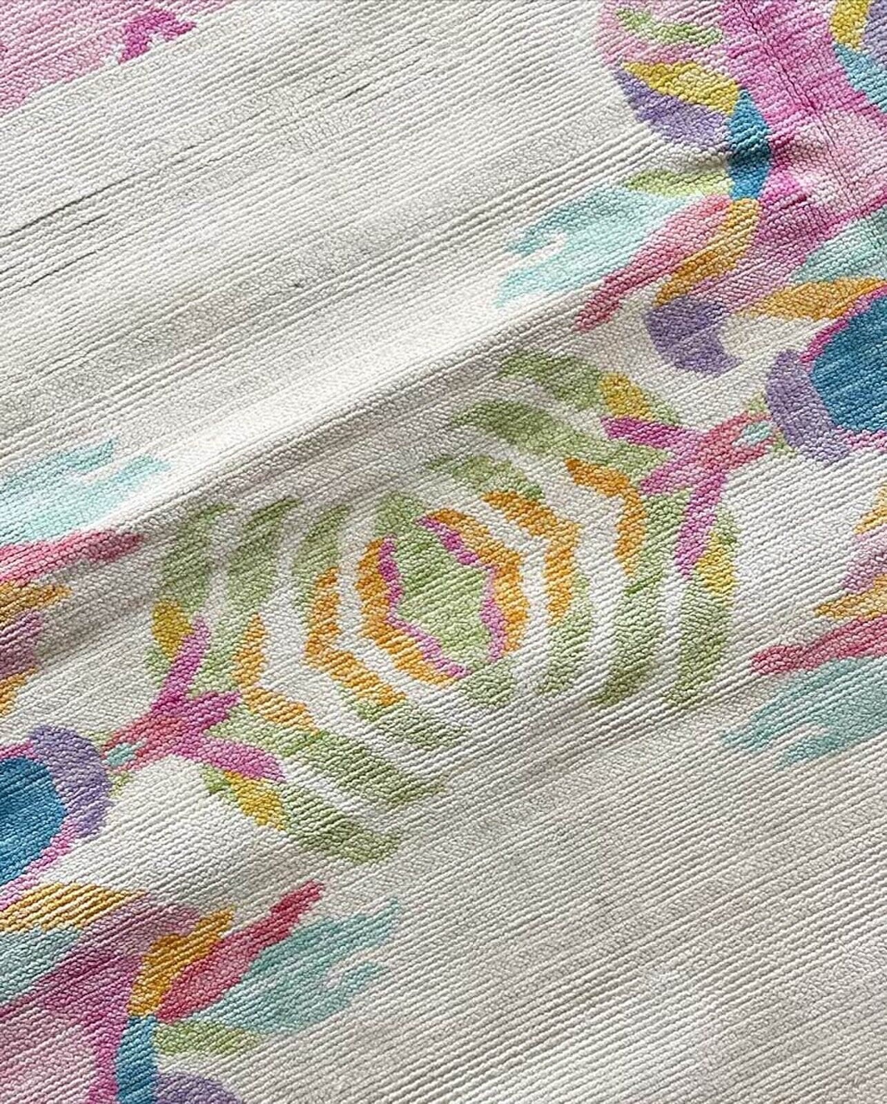 White Colorfull 8X10 Area Rug Bright Oushak Rug Modern Rug 8x10,9x12,10x14 Contepory Hand Knotted Rug Colorful Cotton Rug, Geometric Rugs - Image 3