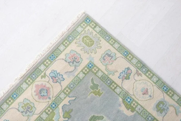 Gray And Cream Border Accent 8x10 Area Rug Soft Pile 100% Handmade Turkish Knot Rug Made To Order 8x10/9x12/10x14 Abstrect Area Rug Hallway - Image 7