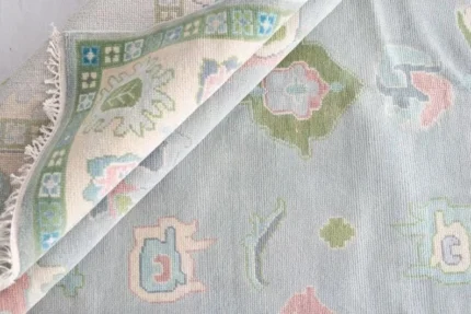 Gray And Cream Border Accent 8x10 Area Rug Soft Pile 100% Handmade Turkish Knot Rug Made To Order 8x10/9x12/10x14 Abstrect Area Rug Hallway