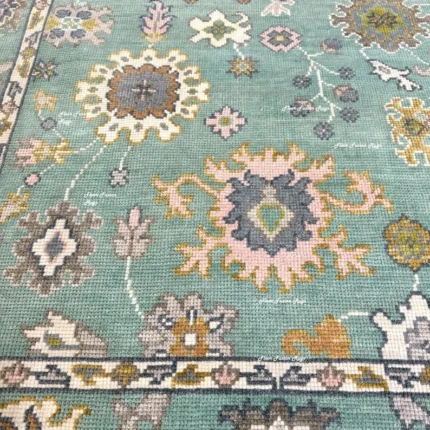 Green Soft Low Pile Hand Knotted Rug 8x10 Floral 100% Handmade Turkish Knot Rug Made To Order 8x10/9x12/10x14 Abstrect Area Rug Hallway