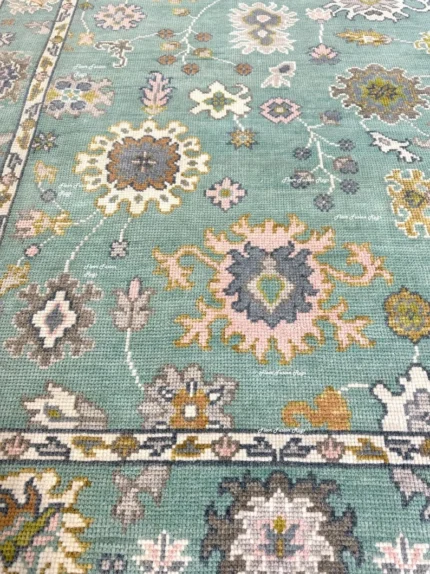 Green Soft Low Pile Hand Knotted Rug 8x10 Floral 100% Handmade Turkish Knot Rug Made To Order 8x10/9x12/10x14 Abstrect Area Rug Hallway