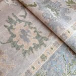 Hand-Knotted Gray Floral Oushak Rug, Traditional Area Rug, Turkish Design, Bohemian Decor, Neutral Colors, Hallway Rug, 8x10/9x12/10x14