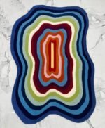 Irregular Shape Tufted Rug Multicolored Stripes, Hand-Tufted Wool Area Rug Carpet for Bedroom Aesthetics, Home, Living Room, Office, Kids RR - Image 8