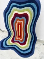 Irregular Shape Tufted Rug Multicolored Stripes, Hand-Tufted Wool Area Rug Carpet for Bedroom Aesthetics, Home, Living Room, Office, Kids RR - Image 6