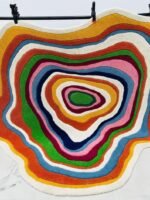 Irregular Shape Tufted Rug Multicolored Stripes, Hand-Tufted Wool Area Rug Carpet for Bedroom Aesthetics, Home, Living Room, Office, RR02 - Image 5