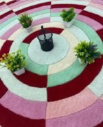 Irregular Shape Tufted Rug Multicolored Stripes, Hand-Tufted Wool Area Rug Carpet for Bedroom Aesthetics, Home, Living Room, Office, RR03 - Image 4