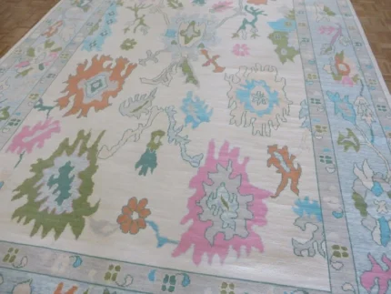 Creame Oushak rug | Designer Hand Knotted Turkish Oushak wool rug 5X8 6X9 8X10 9X12 10X14 Living Room Rug | Area Rug Carpet Home Decor Rug