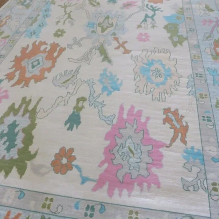 Creame Oushak rug | Designer Hand Knotted Turkish Oushak wool rug 5X8 6X9 8X10 9X12 10X14 Living Room Rug | Area Rug Carpet Home Decor Rug