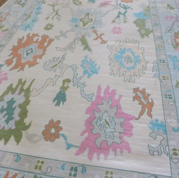 Creame Oushak rug | Designer Hand Knotted Turkish Oushak wool rug 5X8 6X9 8X10 9X12 10X14 Living Room Rug | Area Rug Carpet Home Decor Rug