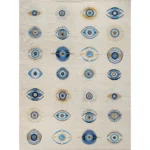 oushak rug, oriental area rug, traditional carpet neutral tones Blink turkey knot rug in blue multi desing and colours - Image 6