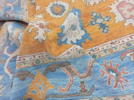 Yellow Oushak rug | Designer Hand Knotted Turkish Oushak wool rug 5X8 6X9 8X10 9X12 10X14 Living Room Rug | Area Rug Carpet Home Decor