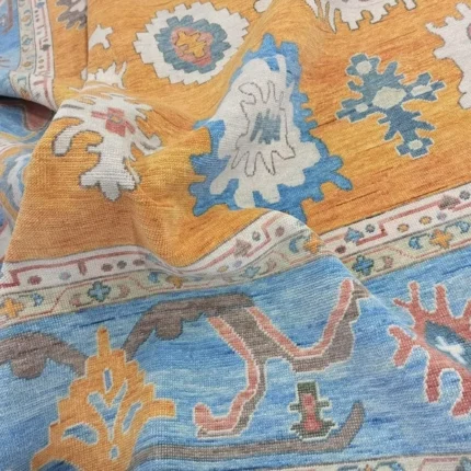 Yellow Oushak rug | Designer Hand Knotted Turkish Oushak wool rug 5X8 6X9 8X10 9X12 10X14 Living Room Rug | Area Rug Carpet Home Decor