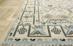 Beige Oushak rug | Designer Hand Knotted Turkish Oushak wool rug 5X8 6X9 8X10 9X12 10X14 Living Room Rug | Area Rug Carpet Home Decor - Image 3