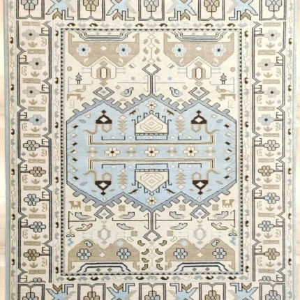 Beige Oushak rug | Designer Hand Knotted Turkish Oushak wool rug 5X8 6X9 8X10 9X12 10X14 Living Room Rug | Area Rug Carpet Home Decor