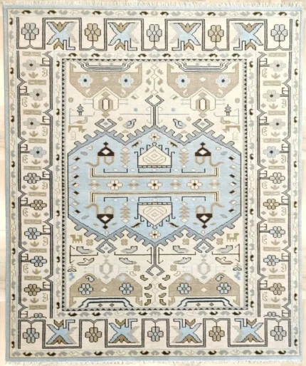 Beige Oushak rug | Designer Hand Knotted Turkish Oushak wool rug 5X8 6X9 8X10 9X12 10X14 Living Room Rug | Area Rug Carpet Home Decor