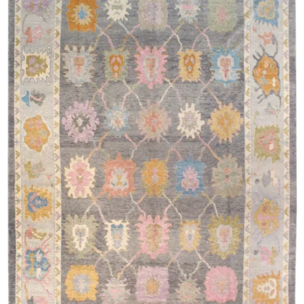 Grey and Silver Oushak rug | Designer Hand Knotted Turkish Oushak wool rug 5X8 6X9 8X10 9X12 Living Room Rug | Area Rug Carpet Home Decor