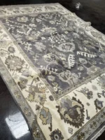 Dark Grey and Silver Oushak rug | Designer Hand Knotted Turkish Oushak wool rug 5X8 6X9 8X10 Living Room Rug | Area Rug Carpet Home Decor - Image 4