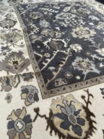 Dark Grey and Silver Oushak rug | Designer Hand Knotted Turkish Oushak wool rug 5X8 6X9 8X10 Living Room Rug | Area Rug Carpet Home Decor - Image 3