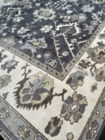 Dark Grey and Silver Oushak rug | Designer Hand Knotted Turkish Oushak wool rug 5X8 6X9 8X10 Living Room Rug | Area Rug Carpet Home Decor - Image 5