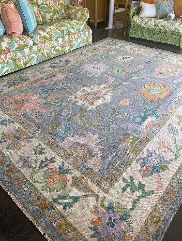 Grey Oushak rug | Designer Hand Knotted Turkish Oushak wool rug 5X8 6X9 8X10 Living Room Rug | Area Rug Carpet Home Decor 55AD - Image 3