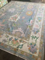 Grey Oushak rug | Designer Hand Knotted Turkish Oushak wool rug 5X8 6X9 8X10 Living Room Rug | Area Rug Carpet Home Decor 55AD - Image 4