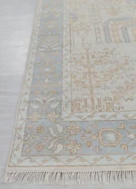 Floral Ivory Oushak Oriental Dining Room Rug 9'x12' Wool Hand-knotted Carpet - Image 3