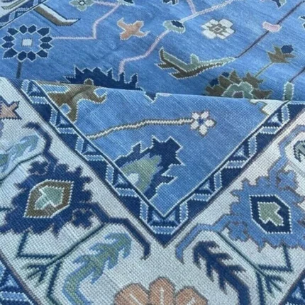 Oushak 8x10 Hand Knotted Rug Blue Contempory Hand Knotted Rug For Living Room Bedroom Hallway Area Room Decere Rug 8x10 9x12 10x14 12x15