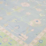Lite Blue And Green Border Accent Oushak Rug 8x10 Area Rug Multicolor Hand Knotted Wool Rug Abstrect Rug Kids Rug Living Room Rug Bedroom
