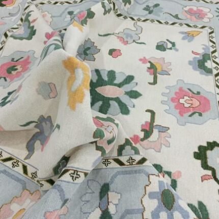 White Oushak Rug 8x10, Vintage Turkish Kilim, Bohemian Decor, Handwoven Carpet, Neutral Area Rug, Home Accent, Runner Rug, Living Rug