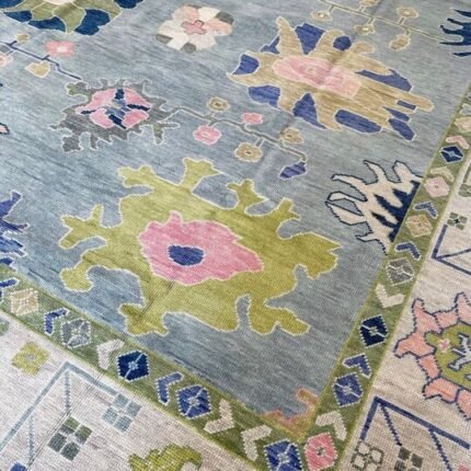 Beige Blue Oushak Rug, Traditional Handmade Area Rug, Turkish Oriental Carpet, Neutral Color RugMade To Order Any Size Modern Boho Rugs 8x10