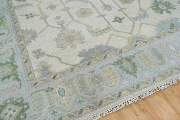Cream Area Rug, Blue-Green Modern Oushak Rug, Muted Turkish Rug, Handknotted Rug For Nursery & Handwoven Carpet, Neutral Area Rug - Image 7