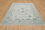 Cream Area Rug, Blue-Green Modern Oushak Rug, Muted Turkish Rug, Handknotted Rug For Nursery & Handwoven Carpet, Neutral Area Rug - Image 9