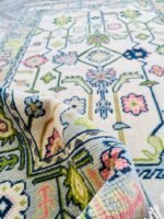 Cream Area Rug, Blue-Green Modern Oushak Rug, Muted Turkish Rug, Handknotted Rug For Nursery & Handwoven Carpet, Neutral Area Rug - Image 2